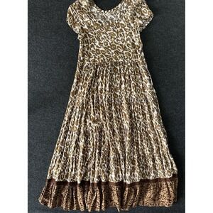 Soft Surroundings Tiered Maxi Kara Dress Leopard Mocha Print Sz SM Short Sleeve